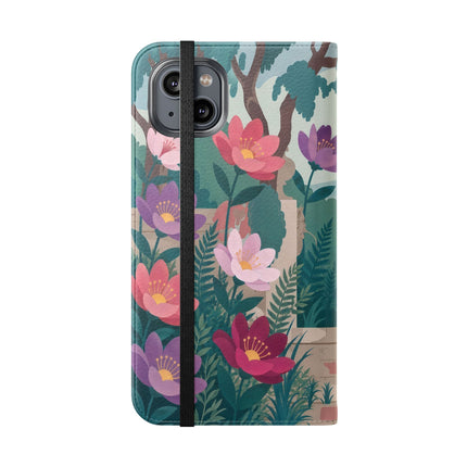 🌺🎭 The Garden Courtship Flip Case – Art Deco Floral Romance