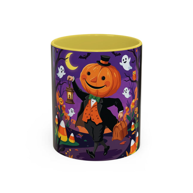 🎃🏮 The Pumpkin Gentleman's Moonlit Stroll Colorful Mug – Whimsical Halloween Charm