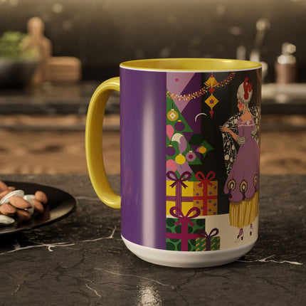 🎁✨ The Lavender Christmas Masquerade Colorful Mug – Art Deco Holiday Fantasy