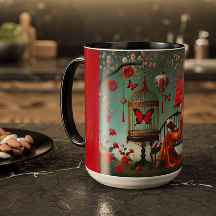 Reading in a Painted Garden Colorful Mugs (11oz, 15oz)