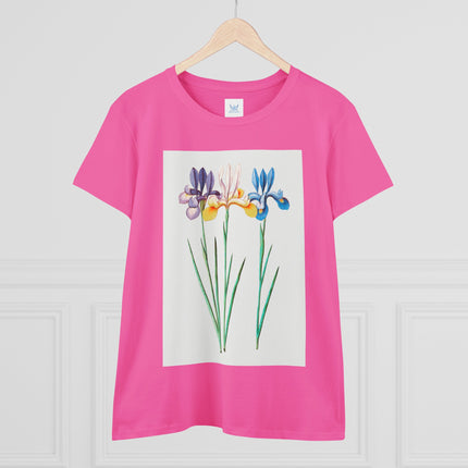 Women's Blue Iris Print Midweight Cotton Tee