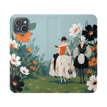 🌼🖤 The Ladies Of The Garden Promenade Flip Case – Art Deco Floral Fashion