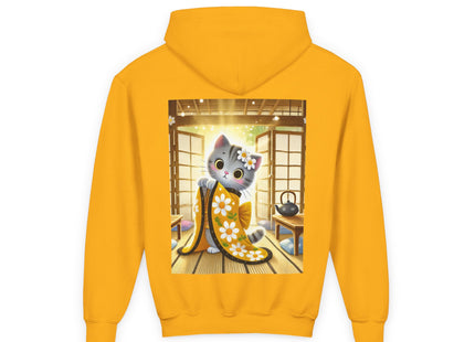 Playful Kitten in the Tea Room Youth Heavy Blend Hooded Sweatshirt