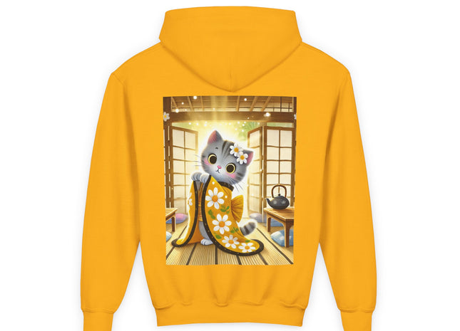 Playful Kitten in the Tea Room Youth Heavy Blend Hooded Sweatshirt