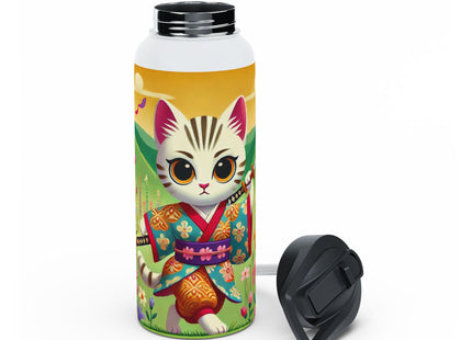Samurai Kitten Stainless Steel Water Bottle, Standard Lid