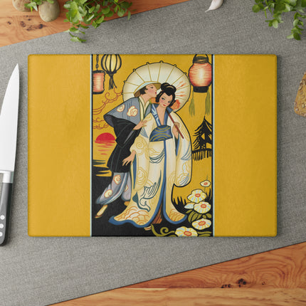 Golden Embrace Glass Cutting Board