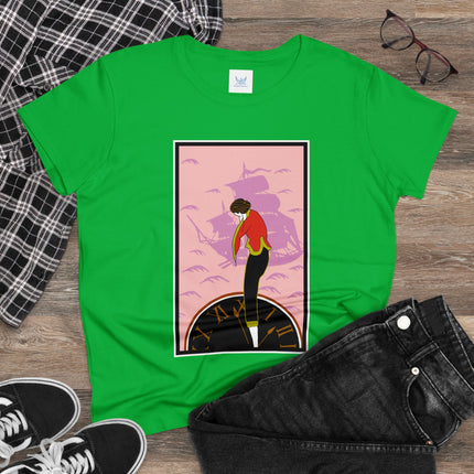 Woman Waiting for her Beloved at 1:59 by Kobayashi Kaichi Women's Midweight Cotton Tee
