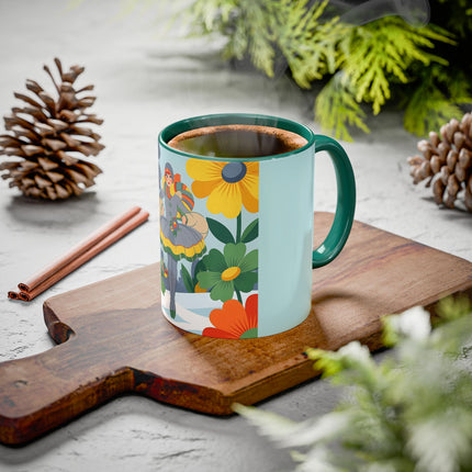 ❄️🌼 The Winter Flower Wanderer Colorful Mug – Colorful Art Deco Snow Fantasy
