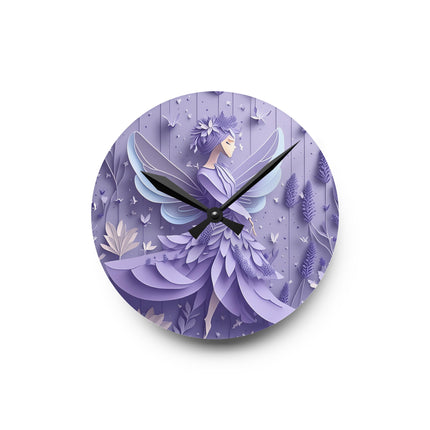Lavender Fairy Acrylic Wall Clock, Round and Square