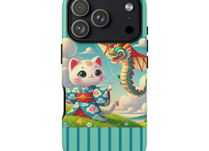 Geisha Kitten and the Dragon Kite Phone Cases