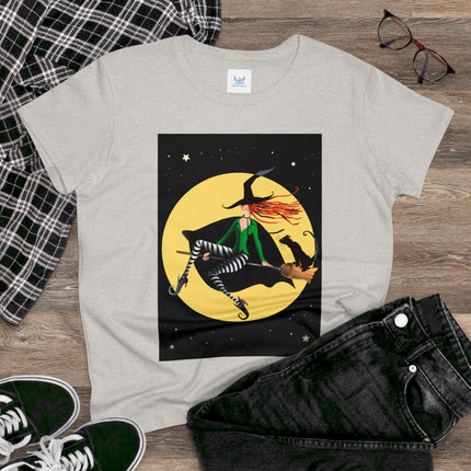 A Witch’s Moonlit Flight Women's Midweight Cotton Tee