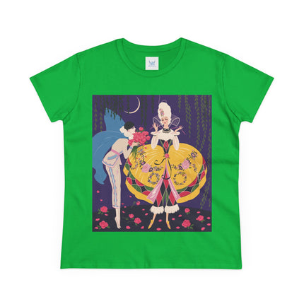 🌹🌙 The Queen Of The Midnight Roses Cotton Tee – Art Deco Garden Fantasy
