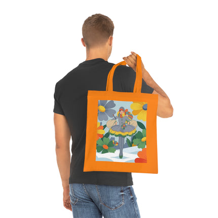 🌼❄️ The Winter Flower Wanderer Cotton Tote Bag – Colorful Winter Fantasy