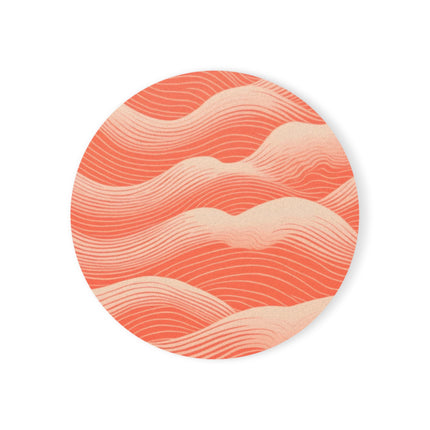 Hues of Orange and Beige Wave Pattern Cork Back Coaster
