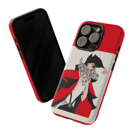 Crimson Masquerade Phone Case – Dramatic Grace & Bold Elegance