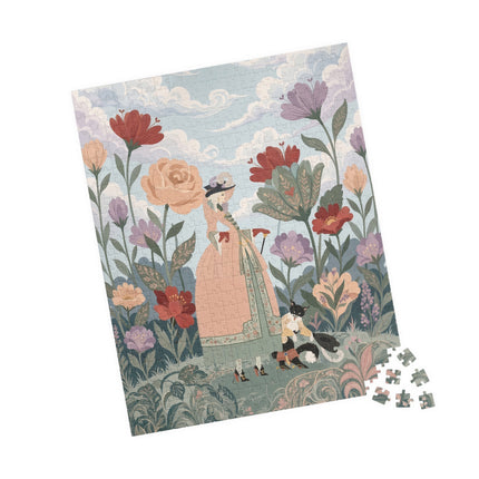 🌹🐈 The Lady And Puss In Boots Puzzle – Art Deco Floral Whimsy