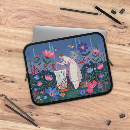 🐠🌸 The Lady of the Underwater Garden Laptop Sleeve – Art Deco Aquatic Fantasy