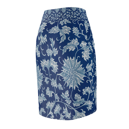 Blue Flower Pattern by Owen Jones Women's Pencil Skirt (AOP)
