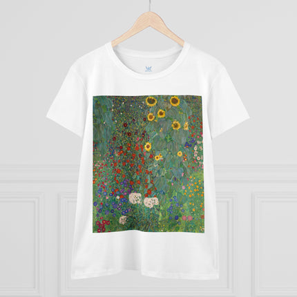 Farm Garden with Sunflowers by Gustav Klimt Women's Midweight Cotton Tee