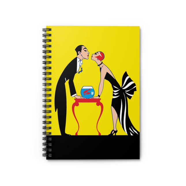A Moment of Elegance: A Passionate Embrace Amidst Golden Splendor Spiral Notebook - Ruled Line