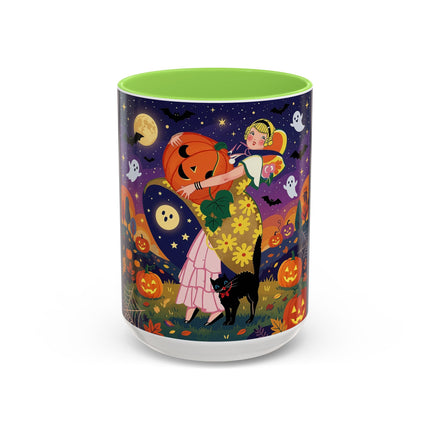 🎃🐈‍⬛ The Pumpkin Moon Embrace Colorful Mug – Whimsical Halloween Charm