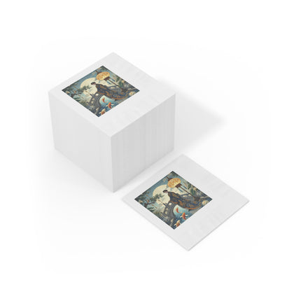 Moonlit Bridge Gentleman White Coined Napkins – Imperial Serenity & Moonlit Harmony