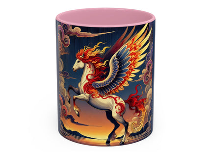 Flame-Winged Horse at Sunset Colorful Mugs (11oz, 15oz)