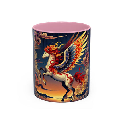 Flame-Winged Horse at Sunset Colorful Mugs (11oz, 15oz)