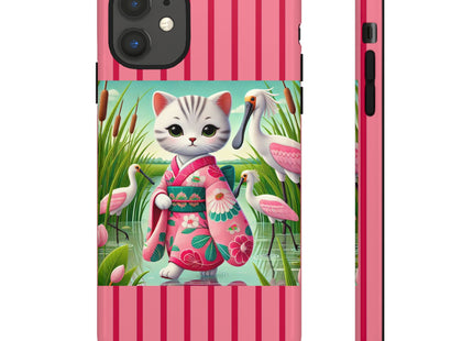 Geisha Kitten Strolls Among the Spoonbills Phone Cases