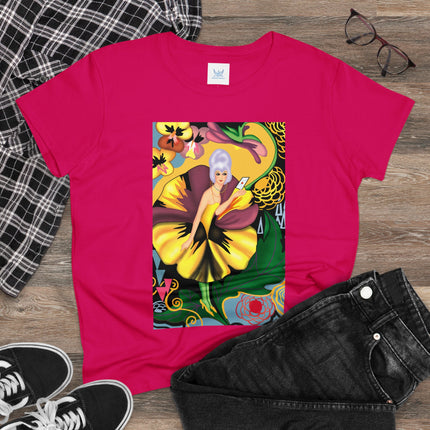 Women's Enchanted Pansy Print Midweight Cotton Tee