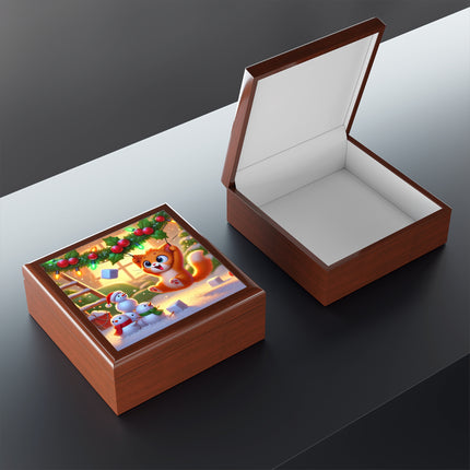 Naughty or Nice Kitten Christmas Jewelry Box