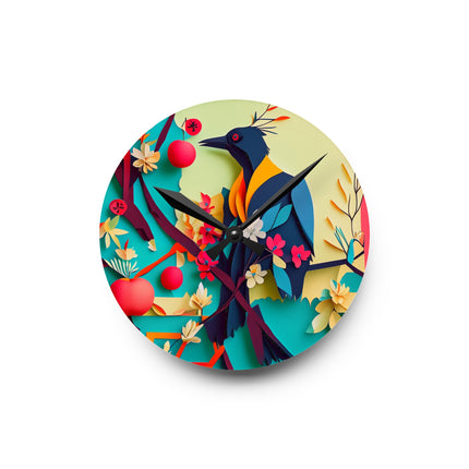 Curious Crow Acrylic Wall Clock, Round and Square