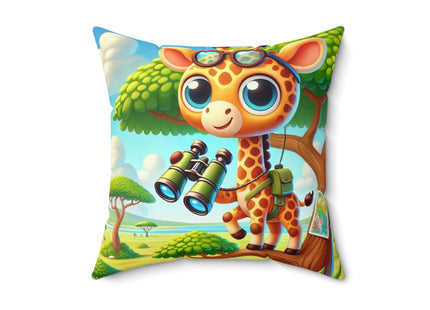 Giraffe Lookout Spun Polyester Square Pillow