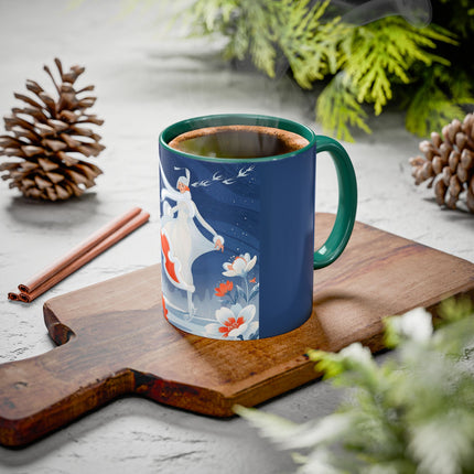 ❄️⛸️ The Winter Skater’s Flight Colorful Mug – Art Deco Floral Fantasy