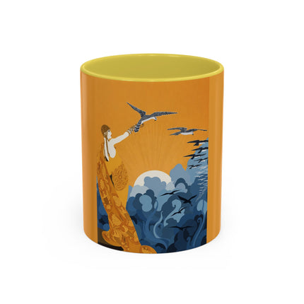 Falcon Mistress Colorful Mugs – Art Deco Majesty & Mythic Freedom
