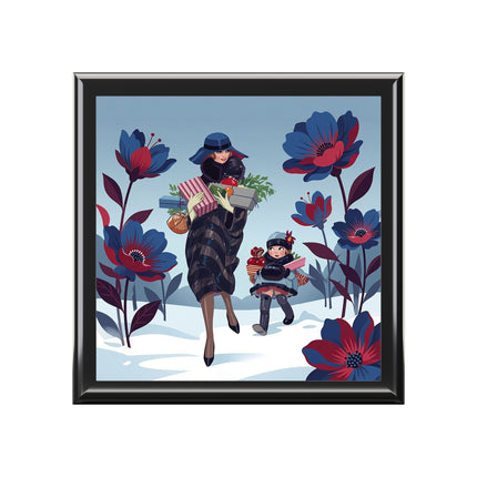 🎁🌺 The Christmas Gift Garden Stroll Jewelry Box – Art Deco Holiday Fantasy