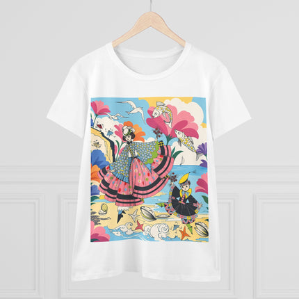 🐚🐟 The Seaside Fantasy Cotton Tee – Art Deco Ocean Whimsy