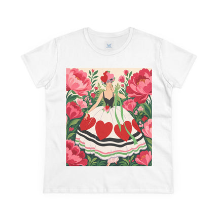 ❤️🌸 The Heart Garden Cotton Tee – Art Deco Floral Romance