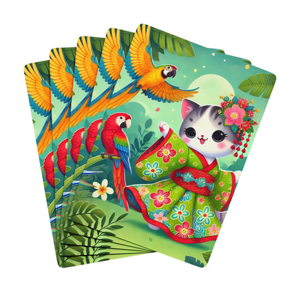 Parrot Dance of the Geisha Kitten Playing Cards