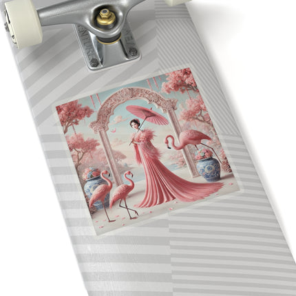 Petals, Porcelain, and Flamingos Kiss-Cut Stickers (4 Stickers)
