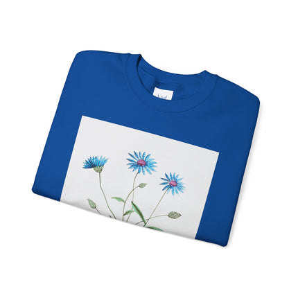 Blue Strawflower by Anselmus Boëtius de Boodt Heavy Blend™ Crewneck Sweatshirt