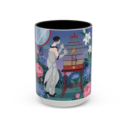 Whispers to the Golden Songbird Colorful Mugs – Art Deco Garden Elegance