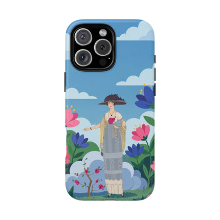 🌸🎩 The Lady Of The Grand Flower Garden Phone Case – Art Deco Fashion Illustration