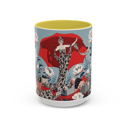❤️🌺 The Scarlet Parasol Spectacle Colorful Mug – Art Deco Fashion Elegance