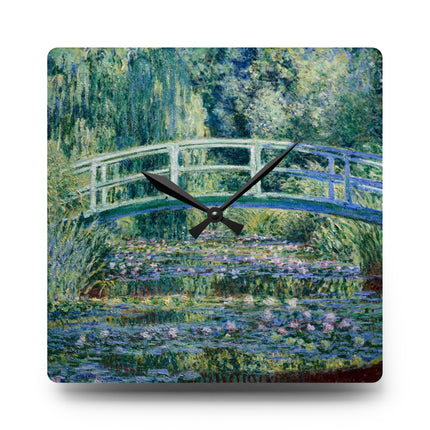 Water Lilies and Japanese Bridge by Claude Monet Acrylic Wall Clock, Round and Square
