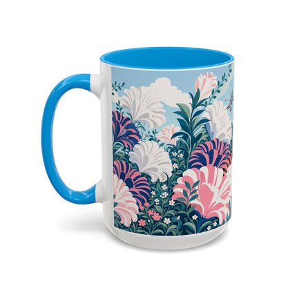 🌸🦋 The Enchanted Pink Blossom Retreat Colorful Mug – Art Deco Floral Whimsy