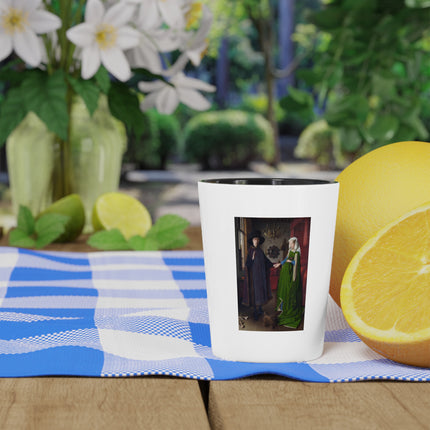 Arnolfini Portrait by Jan Van Eyck Ceramic Shot Glass