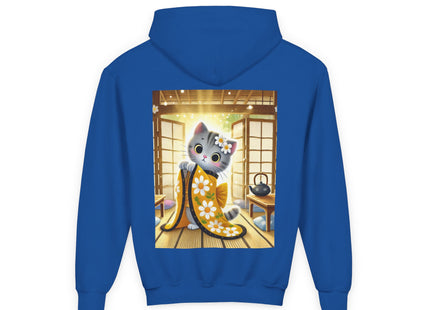 Playful Kitten in the Tea Room Youth Heavy Blend Hooded Sweatshirt