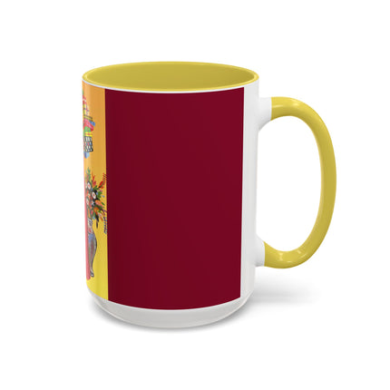 Elegant Holiday Woman with Gifts Colorful Mugs (11oz, 15oz)