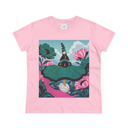 💚🌸 The Emerald Blossom Enchantress Cotton Tee – Art Deco Floral Fantasy